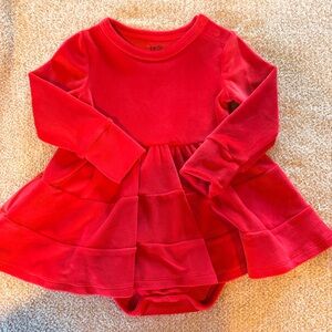NWOT Birdie Bean Bright Red velvet Baby romper dress
